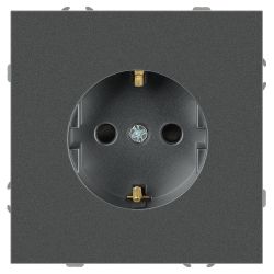 Розетка ЭРА Galaxy 15-2102-06 c заземлением 2P+E Schuko со шторками 16А-250В IP20 графит | Эра Galaxy