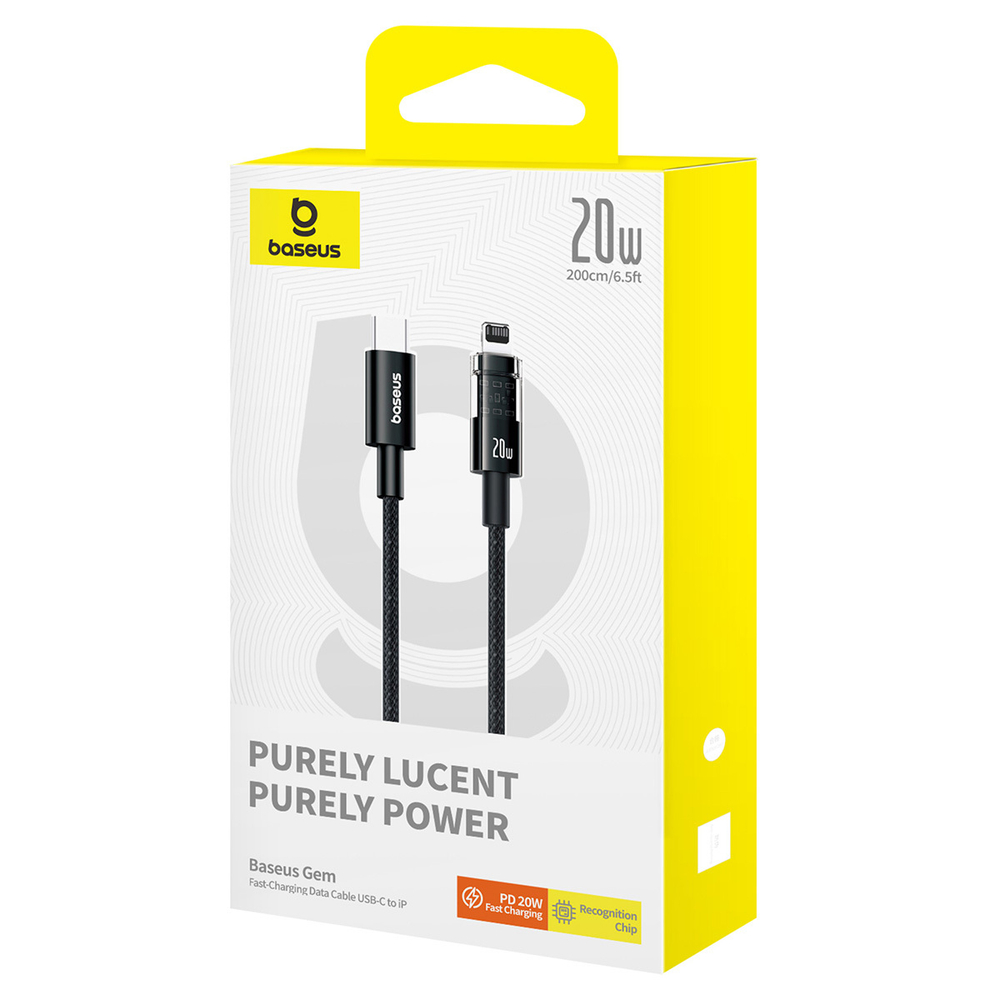 USB-C - Lightning Кабель Baseus Gem Charging+Data 20W 2m - Cluster Black