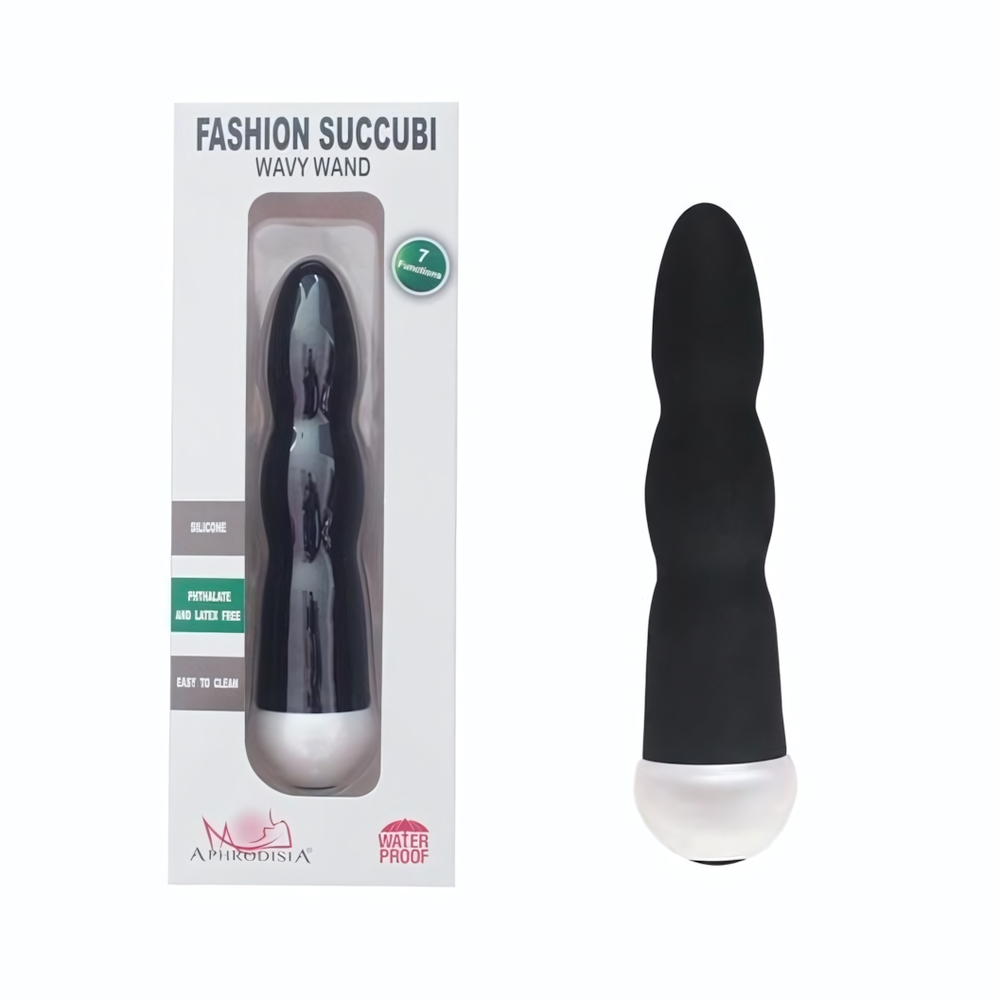 Черный вибратор Fashion Succubi Wavy Wand - 14,5 см. (Цвет: черный)