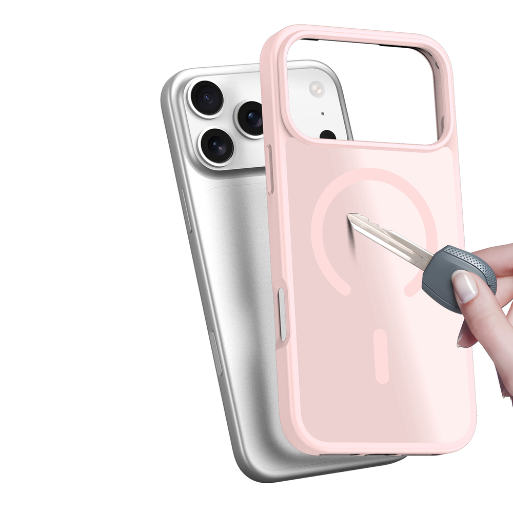 Матовый чехол светло-розового цвета с MagSafe для iPhone 17 Pro Max и 18 Pro Max, серия Yind Series (Open Ring Version) от Dux Ducis