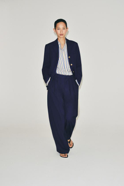 ZARA ШИРОКИЕ БРЮКИ С ЗАЩИПАМИ — ZW COLLECTION, ЯРКО-СИНИЙ