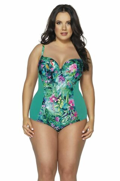Совместный купальник Paradise с чашкой +size (Размер: 85J) (Цвет: бирюзовый)