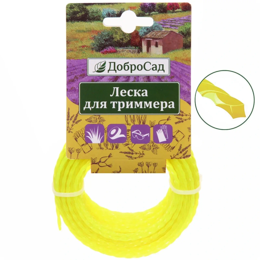 Леска для триммера 2,4мм*15м канат