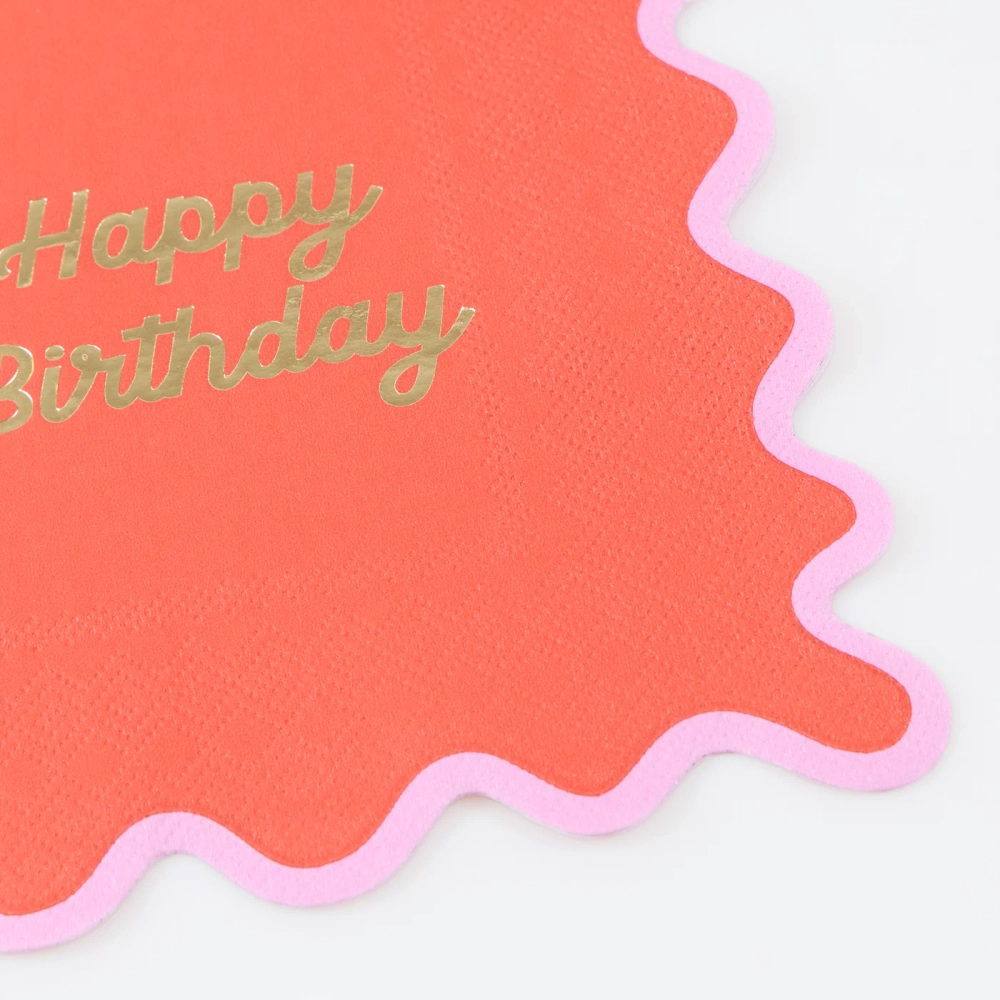 Салфетки большие с волнистым краем "С Днем Рождения" [Happy Birthday] 16 шт. (16,5 x 16,5 см)