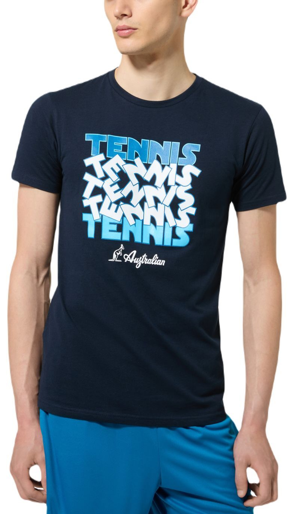 Мужская теннисная футболка Australian Cotton Tennis T-Shirt - blu navy
