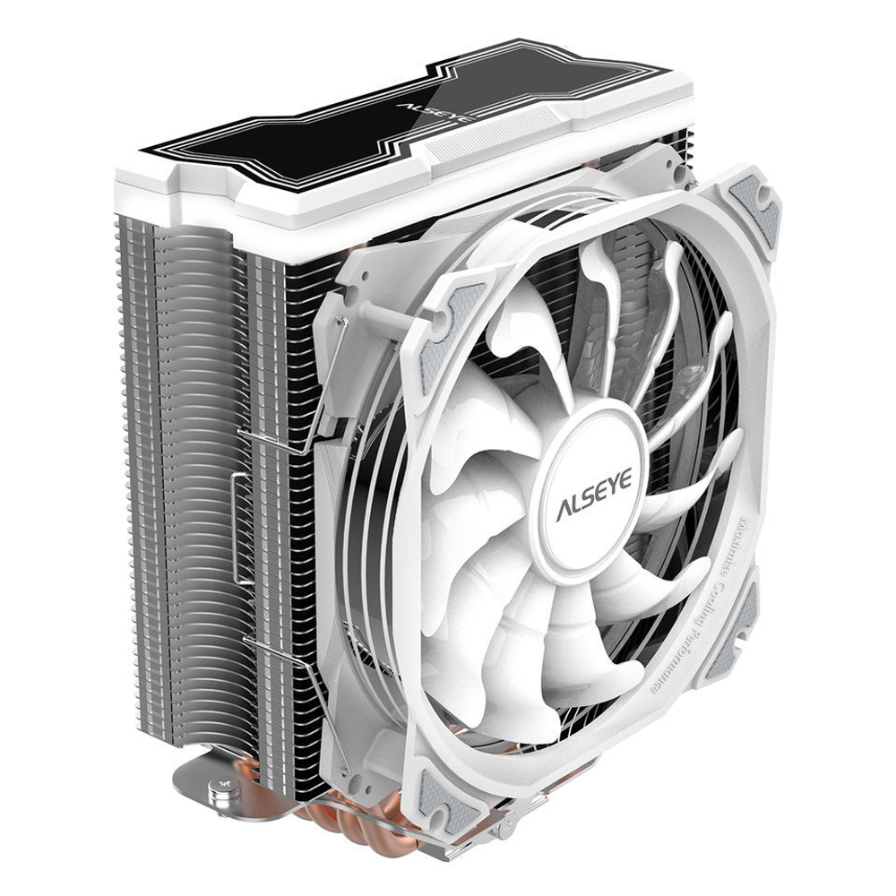 Кулер для CPU Alseye M120, 1х120мм, 4-pin, Al+Cu, серебристый-белый/ARGB, 800-1700rpm, 66CFM, 33.8дБ, 4-PIPE(прямой контакт), TDP 180Вт, INTEL 1200/115x/775/1366/2011, AMD AM5/AM4/AM3(+)/AM2(+)/FM2(+)/FM1 (M120-W)