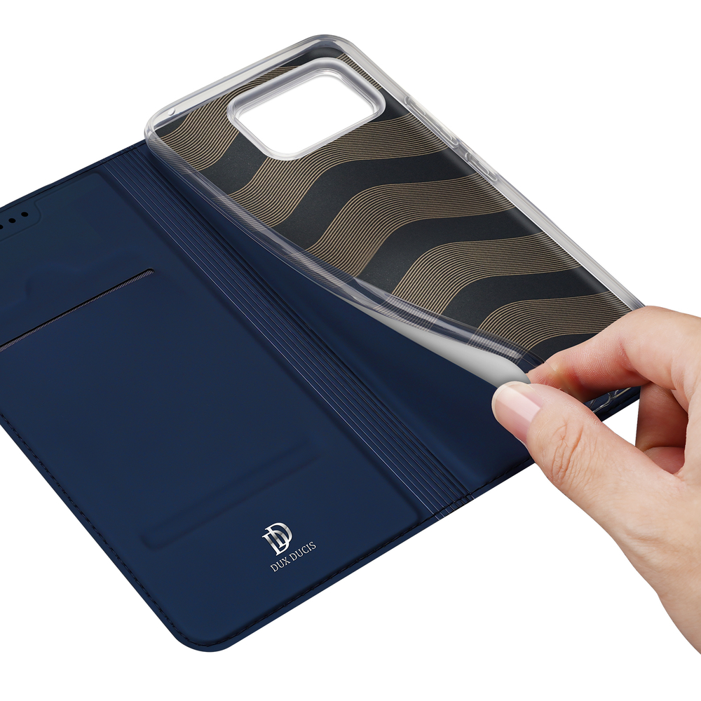 Чехол книжка из PU кожи синего цвета от Dux Ducis для смартфона ASUS Zenfone 12 Ultra, серия Skin Pro Series Case