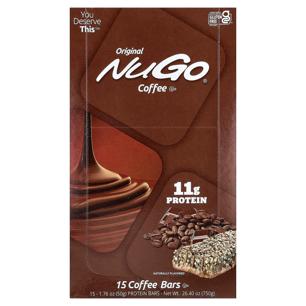 NuGo Nutrition, протеиновые батончики, кофе, 15 батончиков по 50 г (1,76 унции)