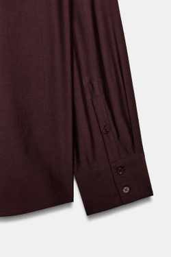 ZARA ОДНОТОННАЯ РУБАШКА С ПЛАНКОЙ — ZW COLLECTION, БАКЛАЖАННЫЙ