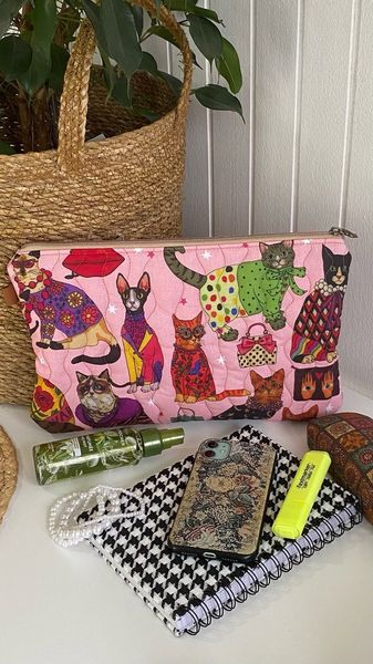 ГЛАМУРНЫЕ КОТЫ, цв. розовый, отрез 90 см 4