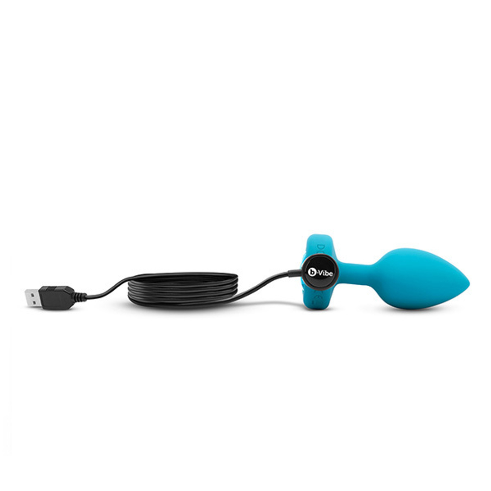 Бирюзовая вибрирующая втулка b-Vibe Vibrating Jewel Plug S/M BV-030-TL