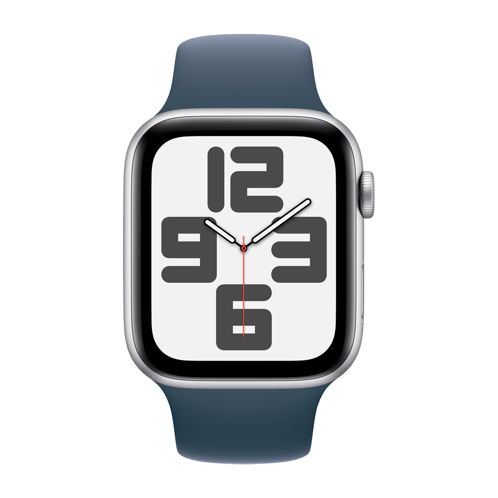 Умные часы Apple Watch SE 2 (2023) GPS, 44mm, Aluminium Case with Sport Band S/M, Silver/Storm Blue (Серебристый/синий)