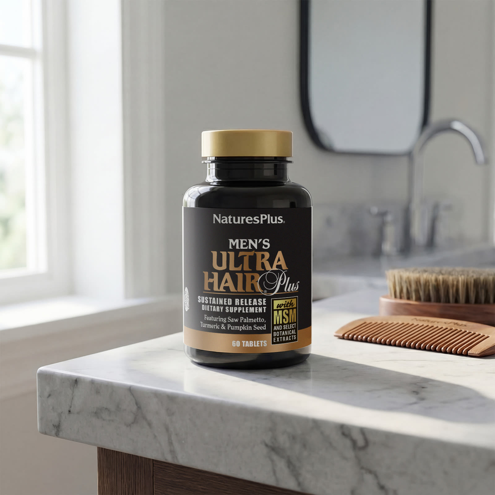 NaturesPlus, Ultra Hair® Plus для мужчин, с МСМ и некоторыми растительными экстрактами, 60 таблеток