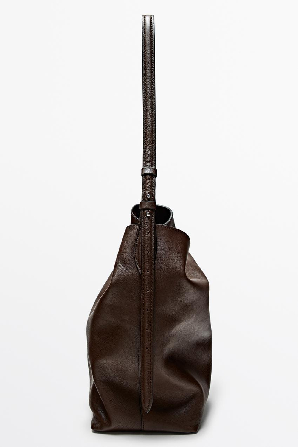 Massimo Dutti Сумка-мешок из кожи наппа, коричневый