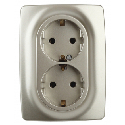 Розетка ЭРА Серия 12 12-2108-04 2X2P+E Schuko со шторками 16A-250В IP20 шампань