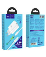 Сетевое зар. устр. Hoco C80A с шнуром Type-C на Lightning 1USB/1С PD3.0/QC3.0 3A 20W белое