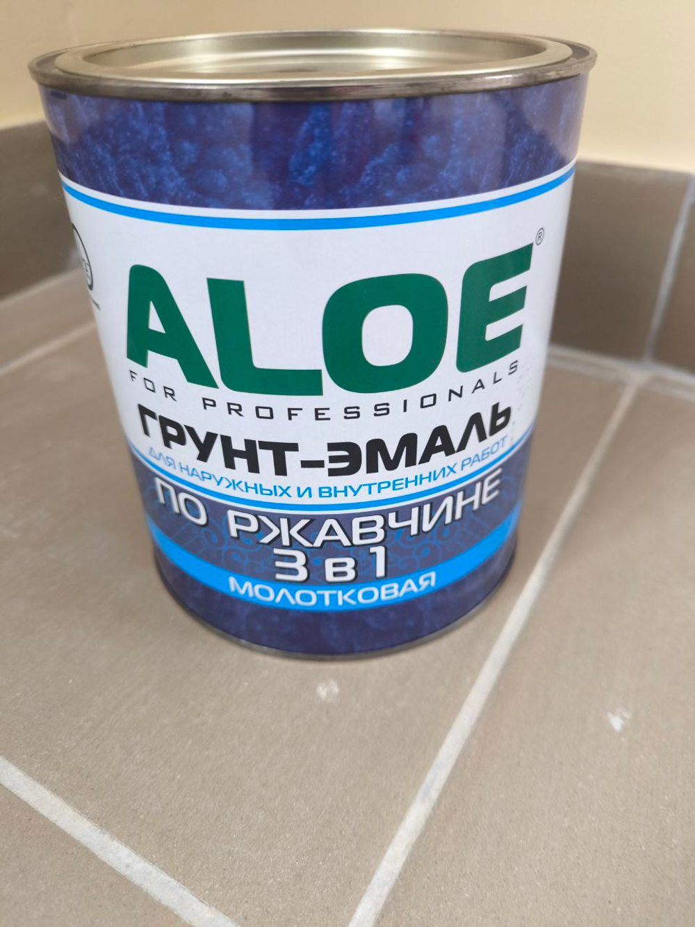 Грунт-эмаль "ALOE" по ржавчине молотковая 3 в 1 зеленая 0.8 кг