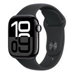 Apple Watch Series 10, 46 мм корпус из алюминия цвета «Jet Black», ремешок Sport Band размера M/L цвета «Black»