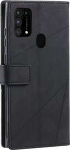Дизайнерский чехол-книжка из кожи для SAMSUNG M31 / M21S / F41 с отделом для наличных, 3 слотами для карт и подставкой