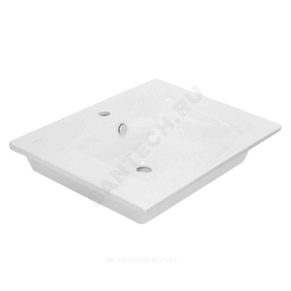 Умывальник мебельный Quadro 60 1 отверстие под смеситель по центру белый Sanita Luxe WB.FN/Quadro/60-C/WHT.G/S1