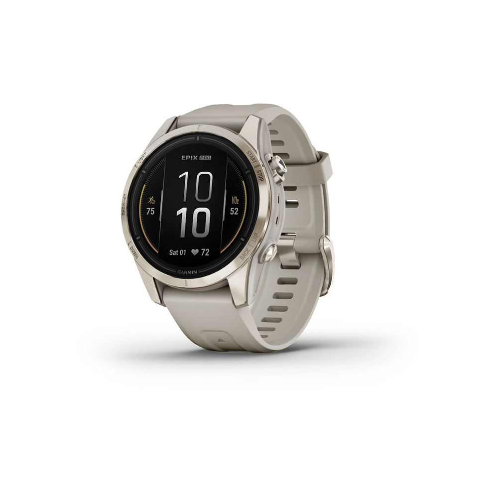 Смарт-часы Garmin EPIX Pro (Gen 2) Sapphire Edition 42 мм, золотистый корпус со светло-песочным ремешком, 010-02802-11