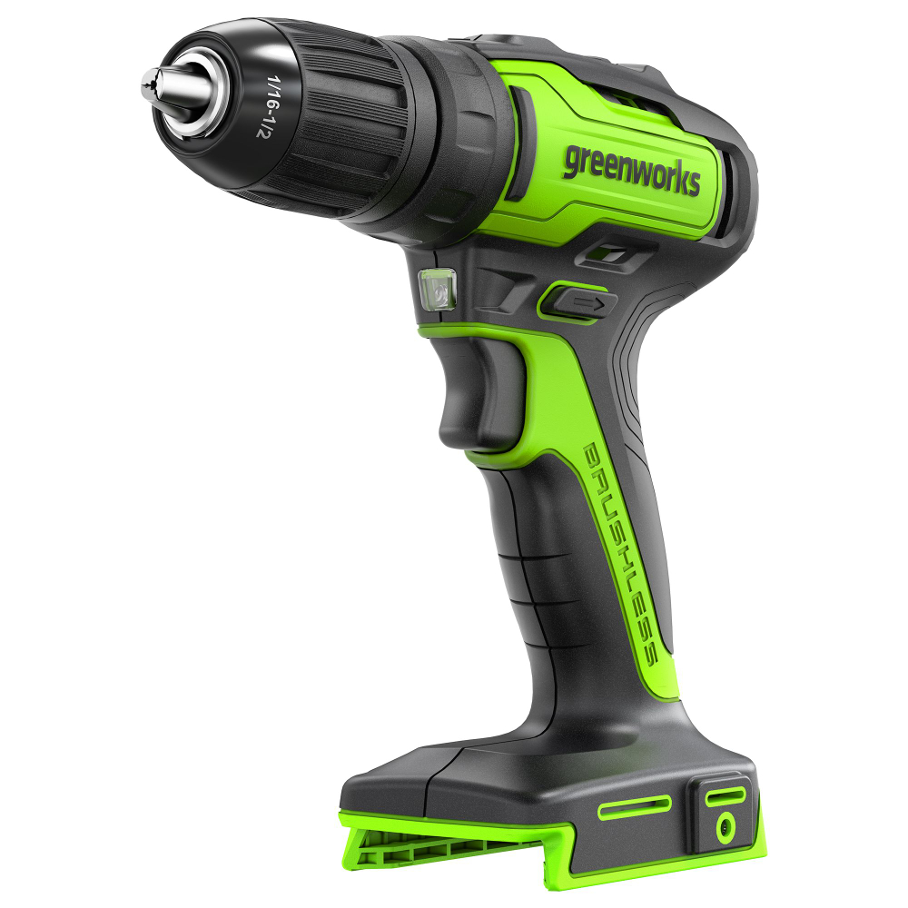 Дрель-шуруповерт Greenworks GD24DD35K2, 24V, бесщеточная, 35Нм, c 1хАКБ 2Ач и ЗУ 2А, в кейсе (3704007UA)