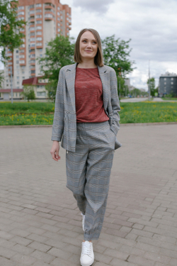 Брюки зауженные 2876ЛЕ, клетка #104Кн022876ЛЕ