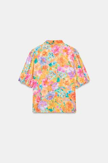 ZARA РУБАШКА С ЦВЕТОЧНЫМ ПРИНТОМ И ЗАВЯЗКАМИ, РАЗНОЦВЕТНЫЙ