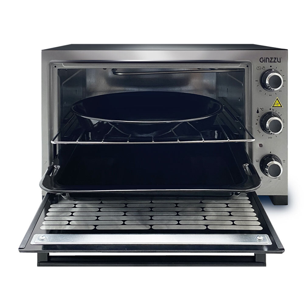 Мини-печь Ginzzu HOT-132 gray, серый 34л с таймером, 4 режима, 1500вт, подсветка