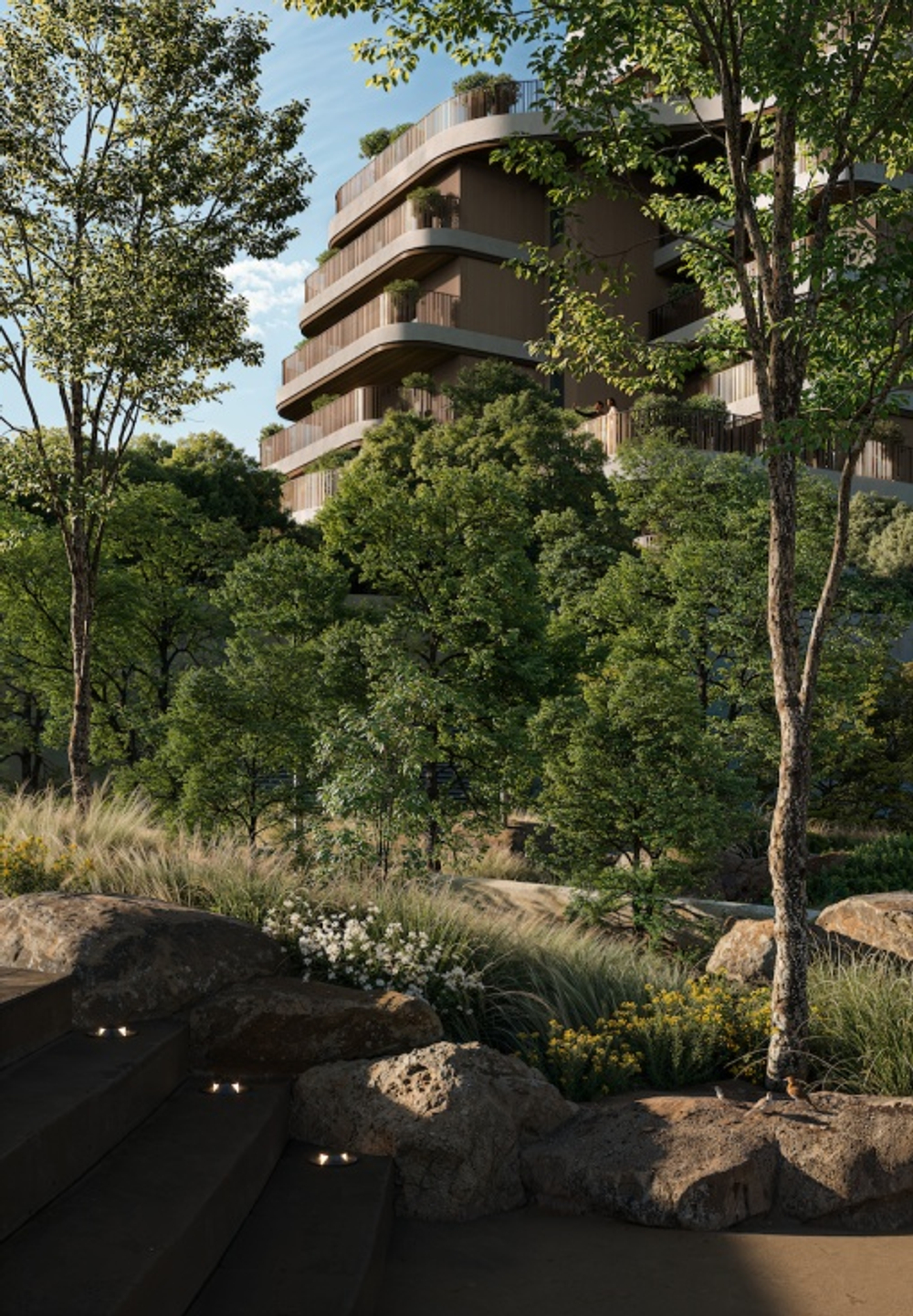 ЖК "THE WILDS RESIDENCES", ОАЭ, Дубай . Современная жизнь переплетается с нетронутой природой среди зелени, журчащих ручьев и живописных парков