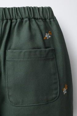 ZARA БРЮКИ ИЗ ТВИЛА С ВЫШИВКОЙ, МЯГКИЙ ЗЕЛЕНЫЙ