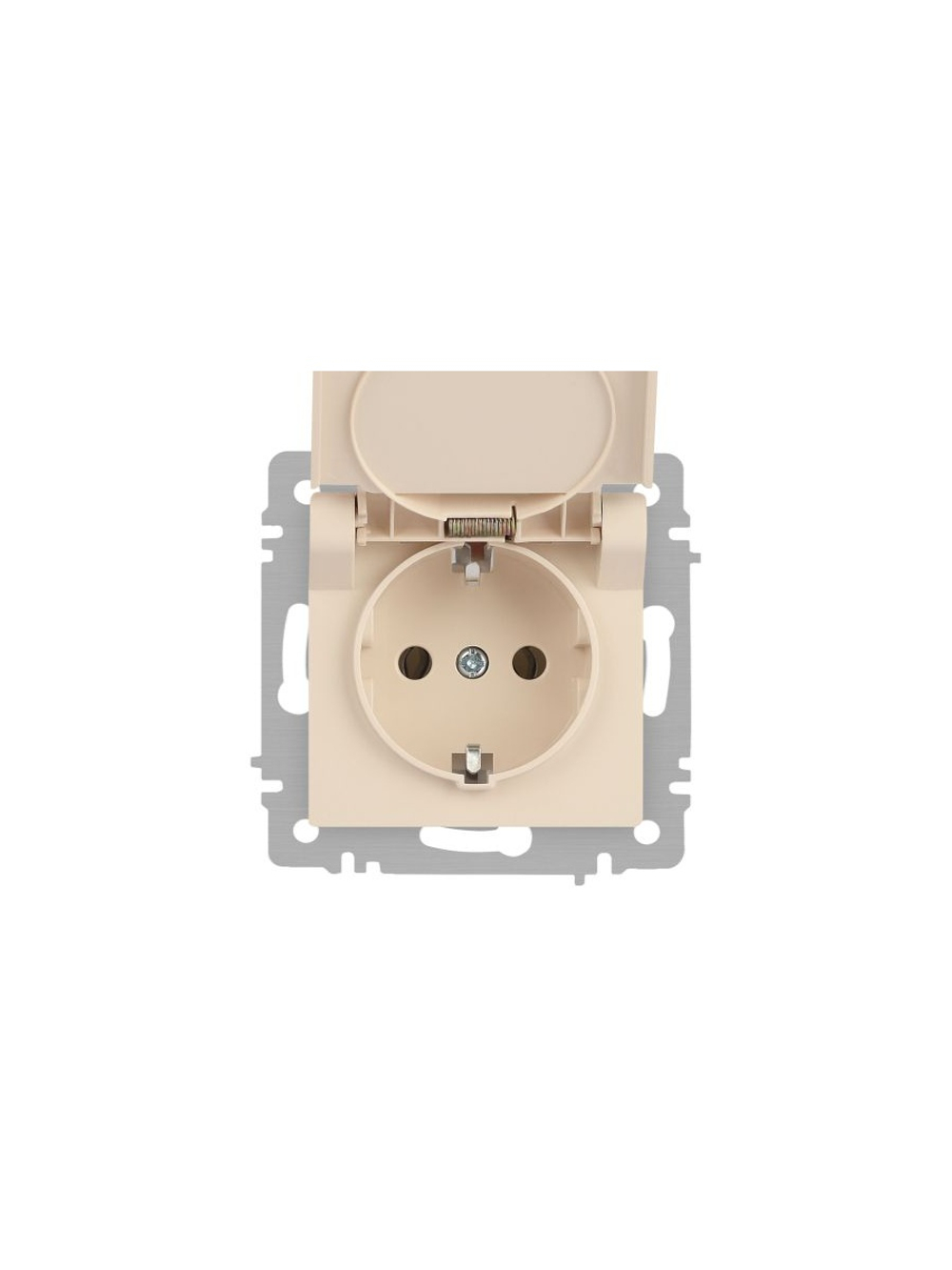 Розетка 1-м СП Accent 6-203-02 16А IP20 250В 2P+E Schuko с крышкой сл.кость Intro Б0063716