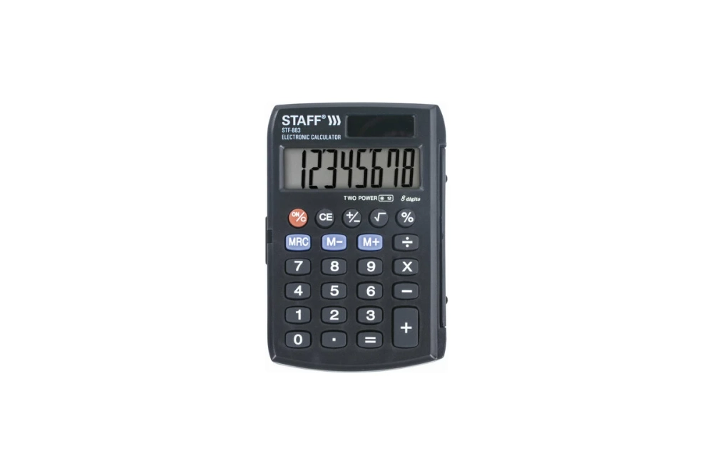 Карманный калькулятор STAFF STF-883 95х62мм, 8 разрядов, двойное питание, 250196