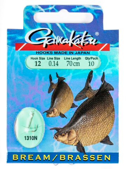 Крючки с поводком Gamakatsu BOOKLET BREAM 1310N разм. 12-0.14мм 70см 10шт.