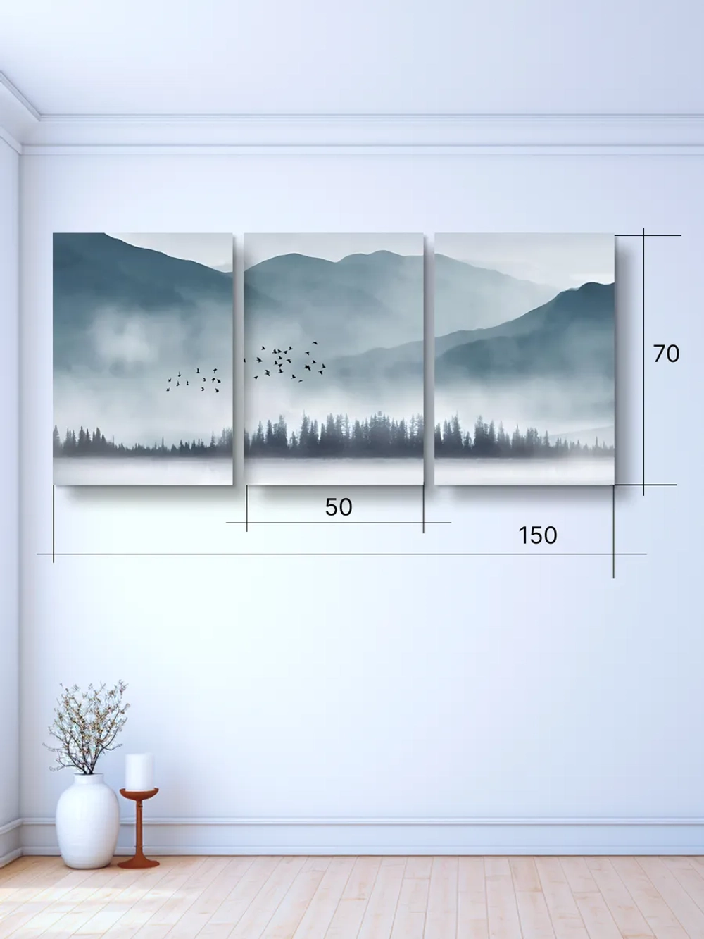 Картина Туманная вершина модульная 50x70см 3шт.