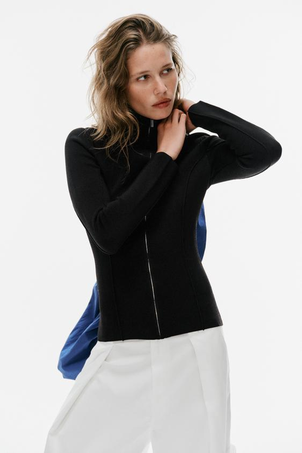ZARA КАРДИГАН С ЗАСТЕЖКОЙ-МОЛНИЕЙ, ЧЕРНЫЙ