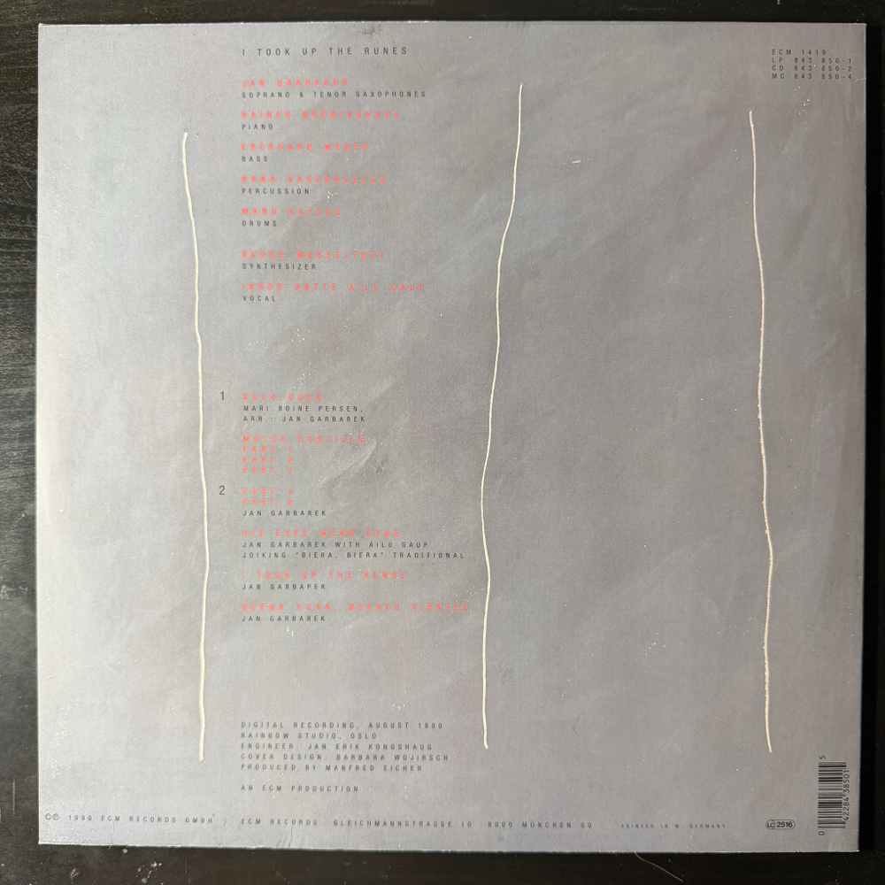 Jan Garbarek ‎– I Took Up The Runes (Германия 1990г.) ECM
