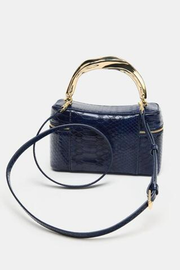 ZARA СУМКА-КЕЙС С РЕЛЬЕФНЫМ УЗОРОМ, МОРСКОЙ СИНИЙ