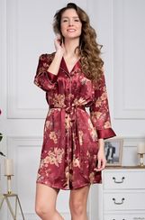 Короткий халат на пуговицах MIA-Amore Бургундия 3627