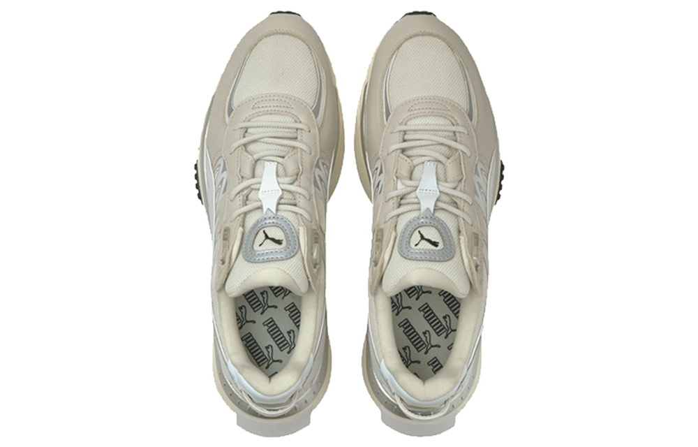 PUMA Wild Rider Low Top Running Shoes Ivory "Gray Silver White"