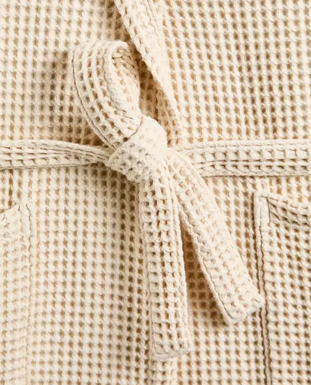 ZARA HOME ХЛОПКОВЫЙ ХАЛАТ С КАРМАНАМИ, БЕЖЕВЫЙ