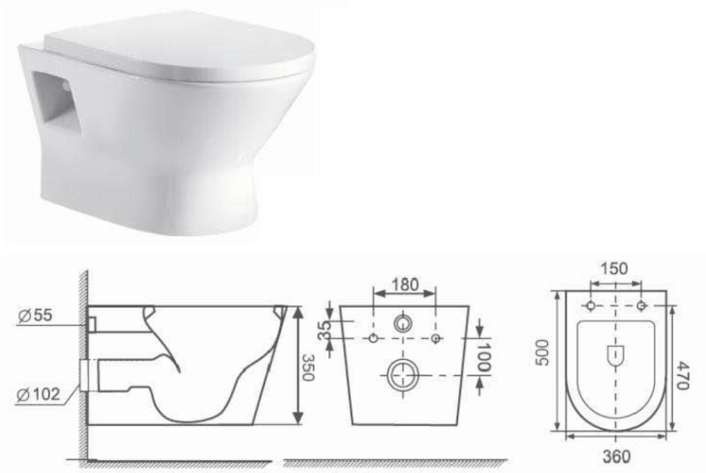 Armonia W Light Унитаз с сидением (Soft Close-SLIMSEAT) подвесной с Rimless
