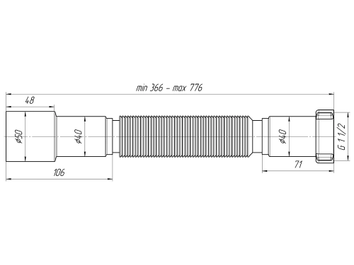 Гибкая труба Гофр АНИ к106 1-1/2" х 40/50 мм