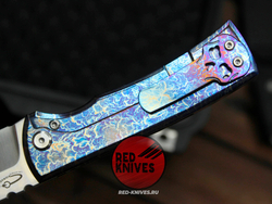 Нож CHAVES KNIVES 229 REDENCION KICKSTOP FLIPPER "Огненный" Титан