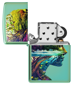Зажигалка ZIPPO Единение с природой с зеленым глянцевым покрытием | One with Nature Design High Poli