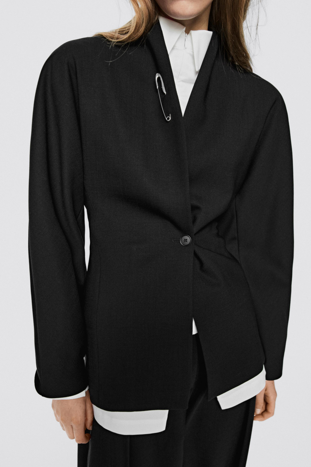 Massimo Dutti Куртка из 100% шерсти - Limited Edition, черный