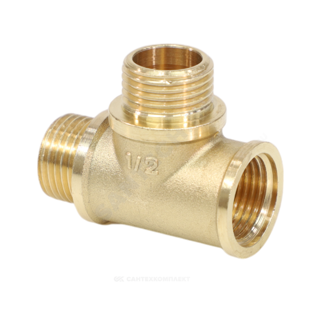 Тройник латунь переходной Ду 20х15х20 (3/4"х1/2"х3/4") ВР/НР/НР VALFEX VF.133.L.034.012.034