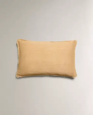 ZARA HOME НАВОЛОЧКА ДЛЯ ДЕКОРАТИВНОЙ ПОДУШКИ С БАХРОМОЙ, ВАНИЛЬНЫЙ