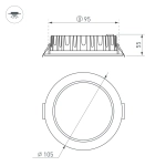 Светильник MS-MIST-BUILT-R105-9W Warm3000 (WH, 110 deg, 230V) (Arlight, IP54 Металл, 5 лет)