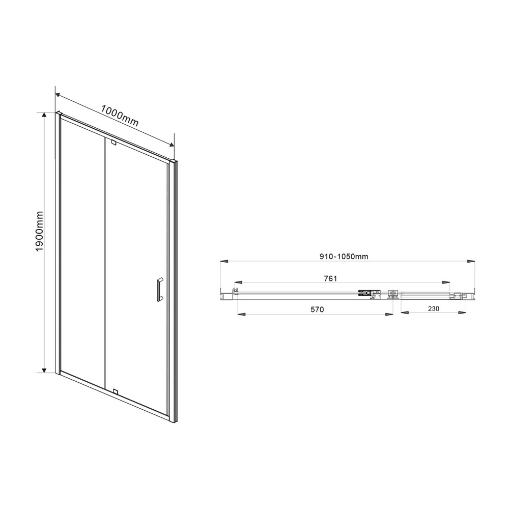 Душевая дверь Vincea Интра (Intra) VDP-1I9010CL, 900/1000, хром, стекло прозрачное